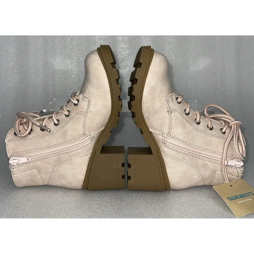 Therabouts‎ Kinsley Pink Rhinestone Hiker Block Heel Boots Girls Size 11 NEW